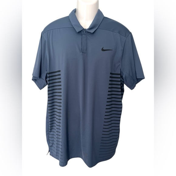 Nike Blue and Black Polo Shirt Dynamic Design - Picture 1 of 8